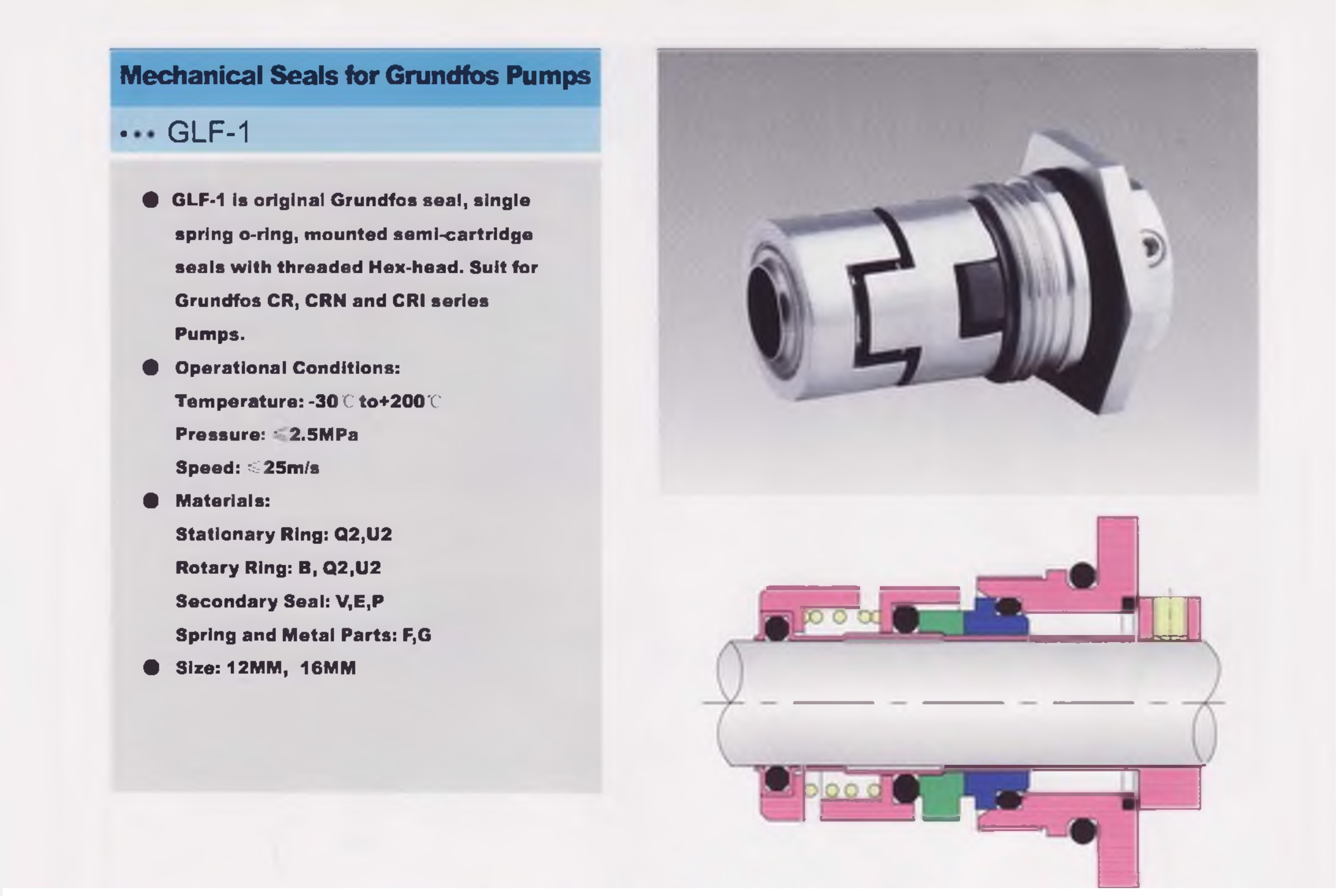 mechanical seals for grundfos pumps glf1 Battery Lithium